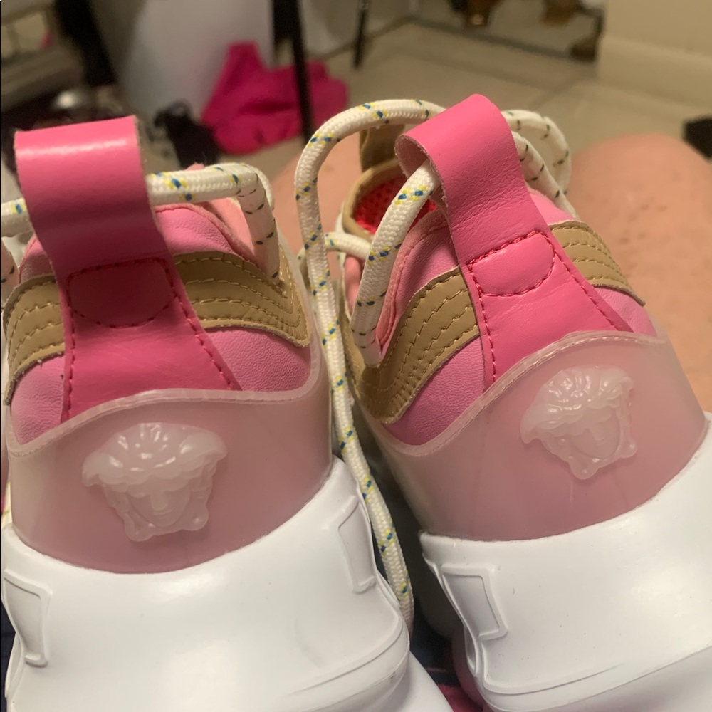 Versace Pink and White Women's Sneakers - Picture 9 of 9